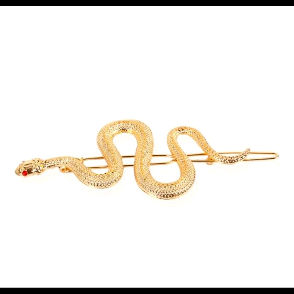 Gold serpent hair clip